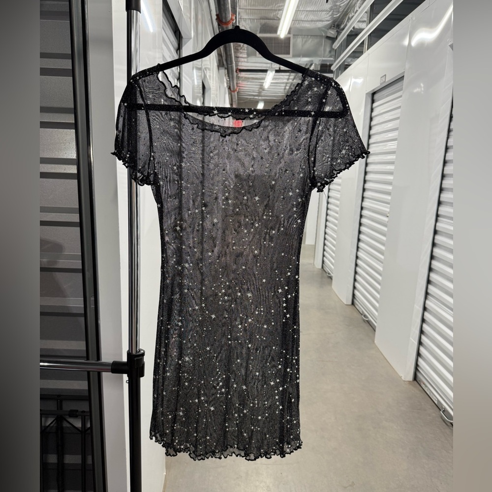 Black Sequin Sheer Dress